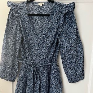 Blue floral tie waist dress from J Crew